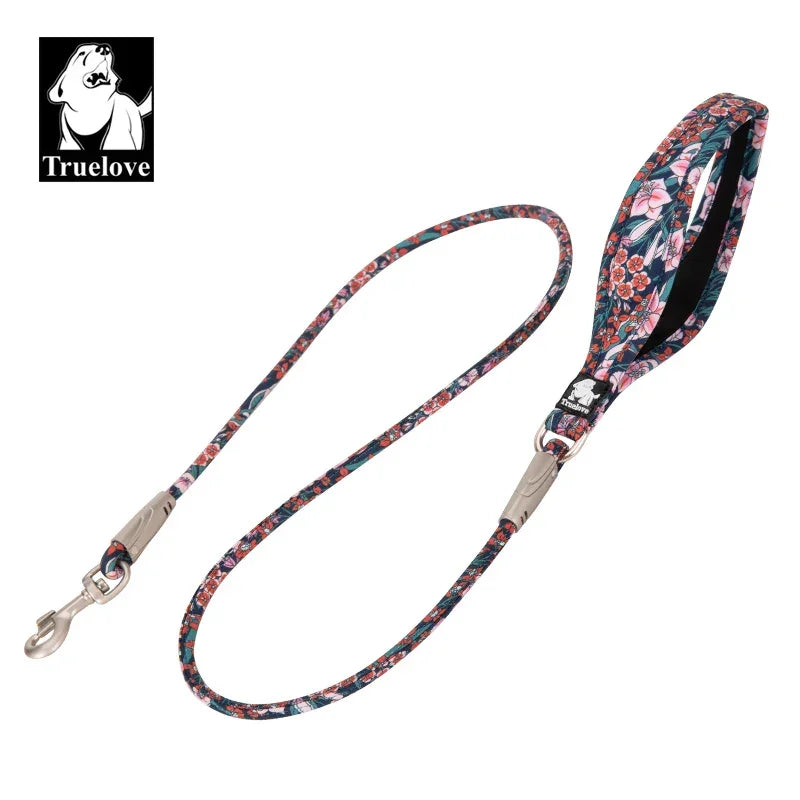 Truelove Pet Leash Floral Rope Leash for Dog and Cat Neoprene Padded Handle 100% Cotton Fabric Zinc-alloy Hook Outdoors TLL2573 Peaceful Pleasures Health and Wellness