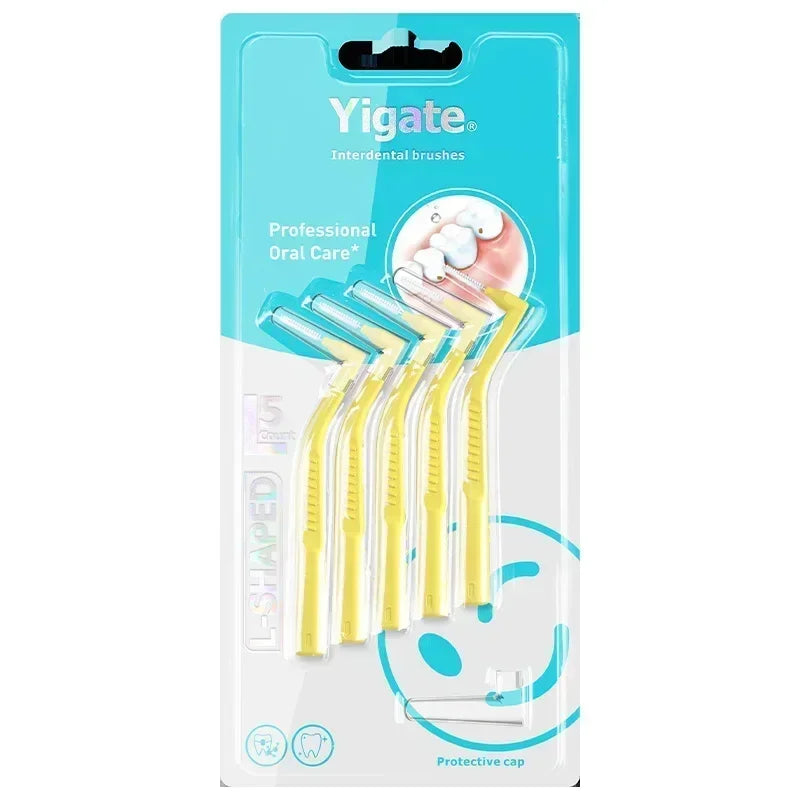 5pcs L-shaped Orthodontics Braces Interdental Brush Clean Between Teeth Mini Toothbrush Inter Dental Cleaning Travel Portable Peaceful Pleasures Health and Wellness 0.7mm