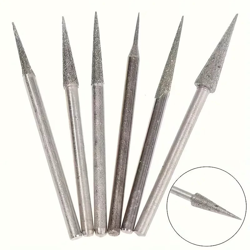 6 Uds 1- Cabezal De Molienda Diamante Puntas Aguja Rebabas
