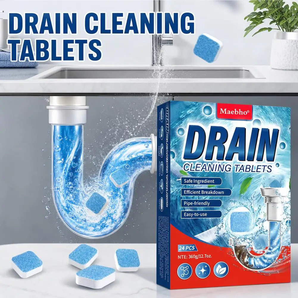 24-Pack Drain Cleaning Tablets | Sink, Shower & Bathtub Unclogger