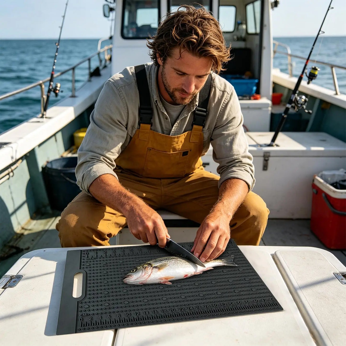 Fish Fillet Mat Anti-slip Texture with Measuring Scale Fish Filleting Pad for Anglers Fishermen Fish Cutting Board Easy to Clean Peaceful Pleasures Health and Wellness