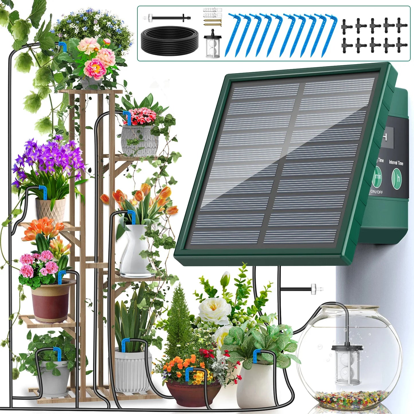 Solar Drip Irrigation System – 10M Hose, 300 Auto Programs