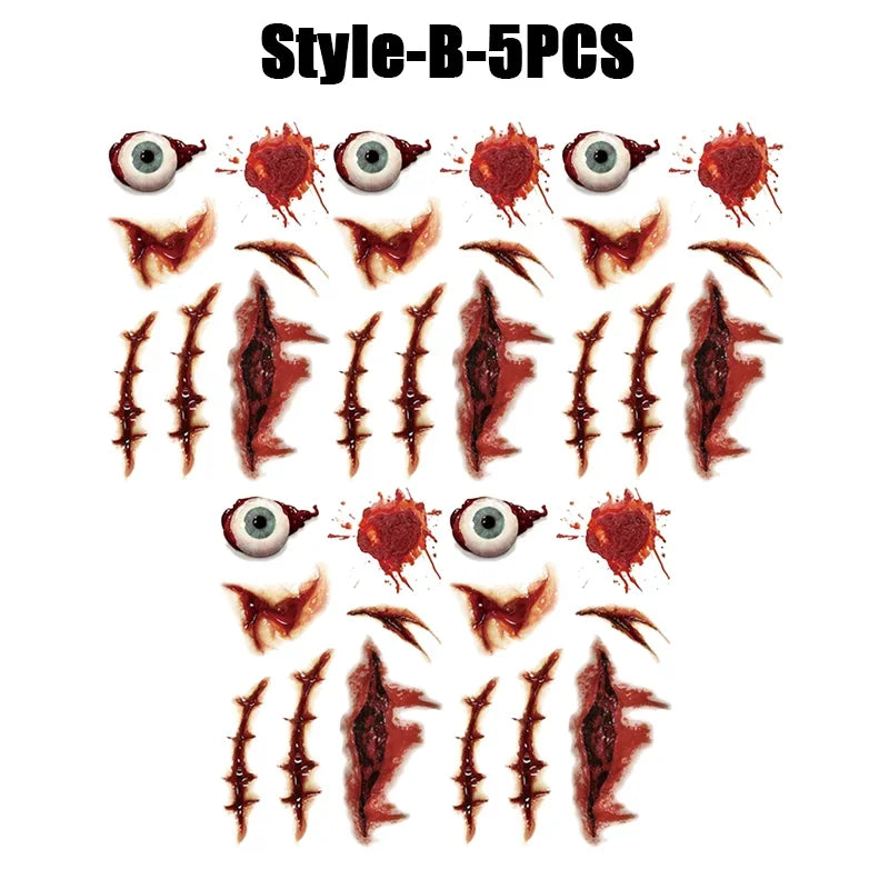 Halloween Horror Temporary Tattoos – Bloody Scar & Wound Stickers