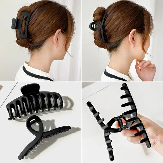 Women Elegant Black Geometric Plastic Hair Claw Lady Sweet Long Peaceful Pleasures Health and Wellness