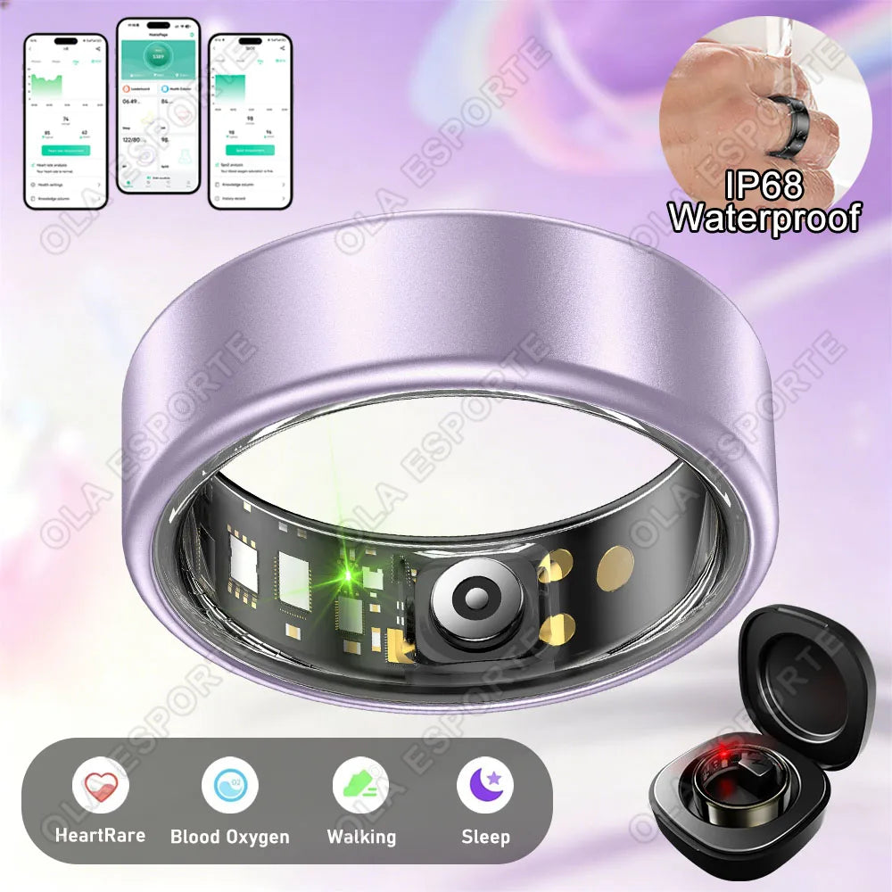 Smart Ring Heart Rate SpO₂ Sleep Tracker | 5ATM Waterproof Smart Health Ring Peaceful Pleasures Health and Wellness Purple With Box 14