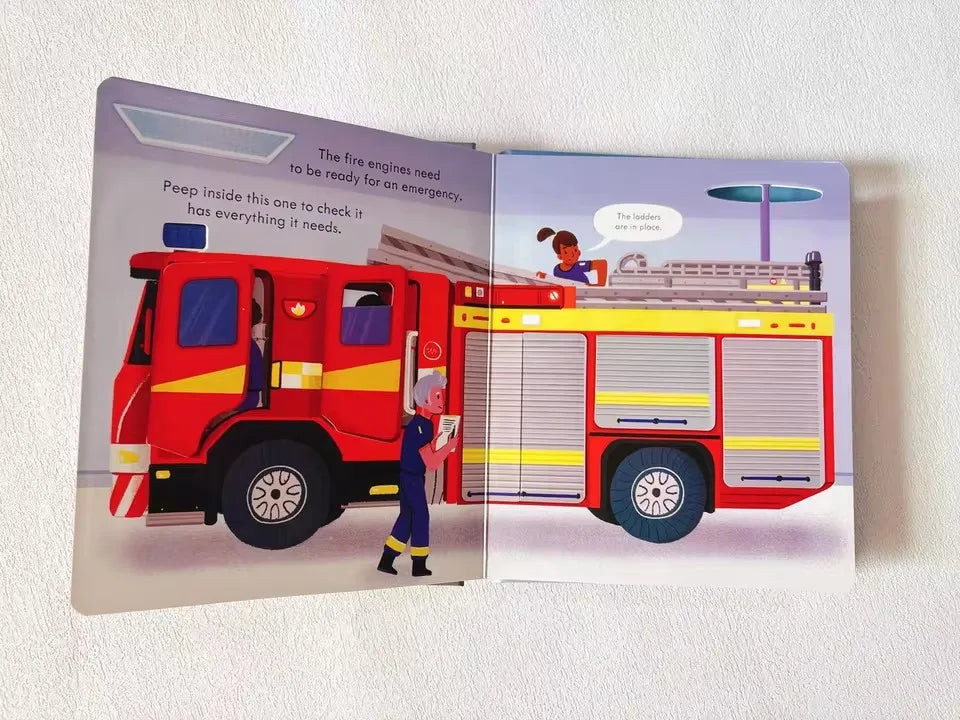 Usborne Peep Inside How Fire Engine Works 3D Flap Picture Books Kids