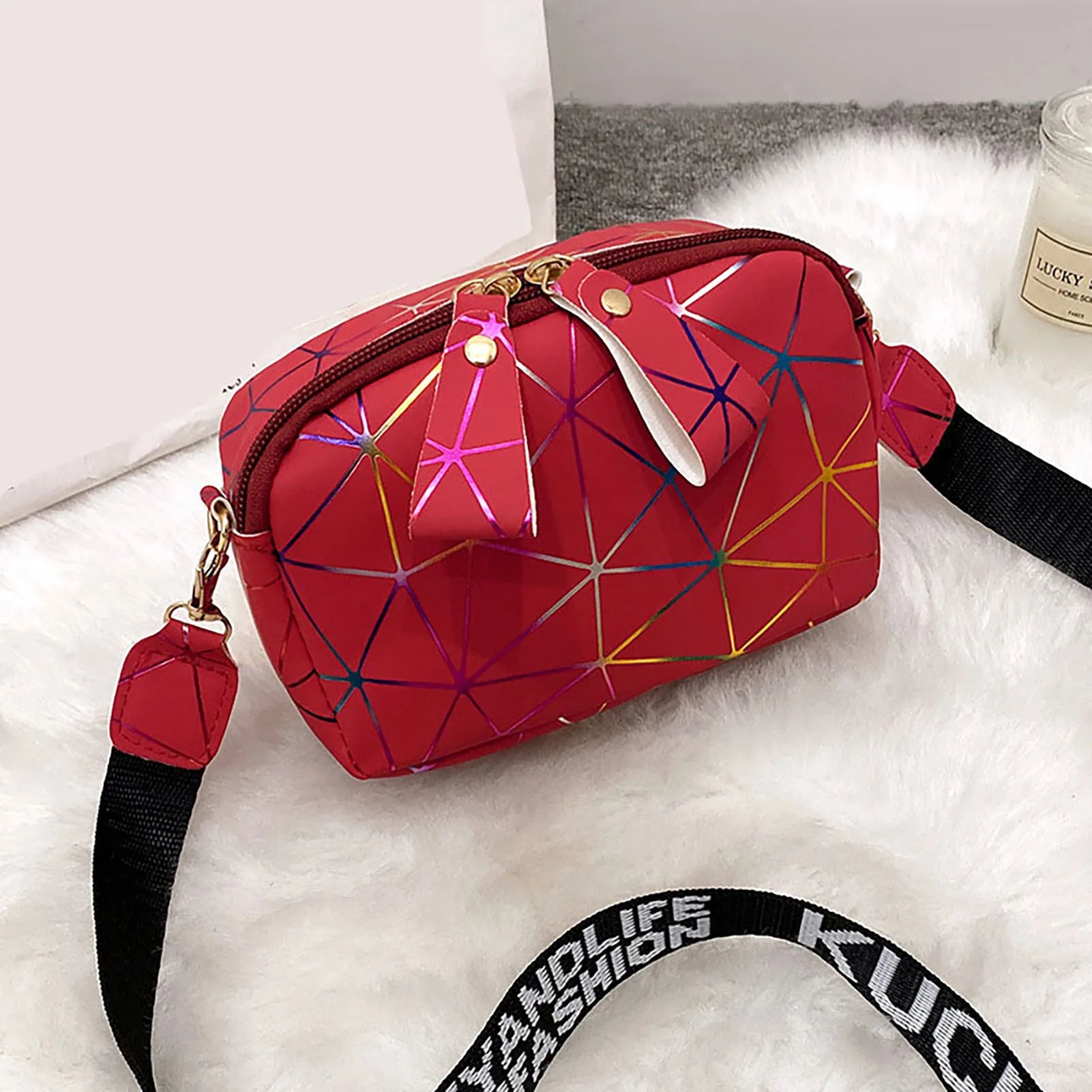 Woman Square Crossbody Bag Print Shoulder Bag with Wide Detachable Shoulder Strap for Mobile Phone Cosmetics Keychain Peaceful Pleasures Health and Wellness
