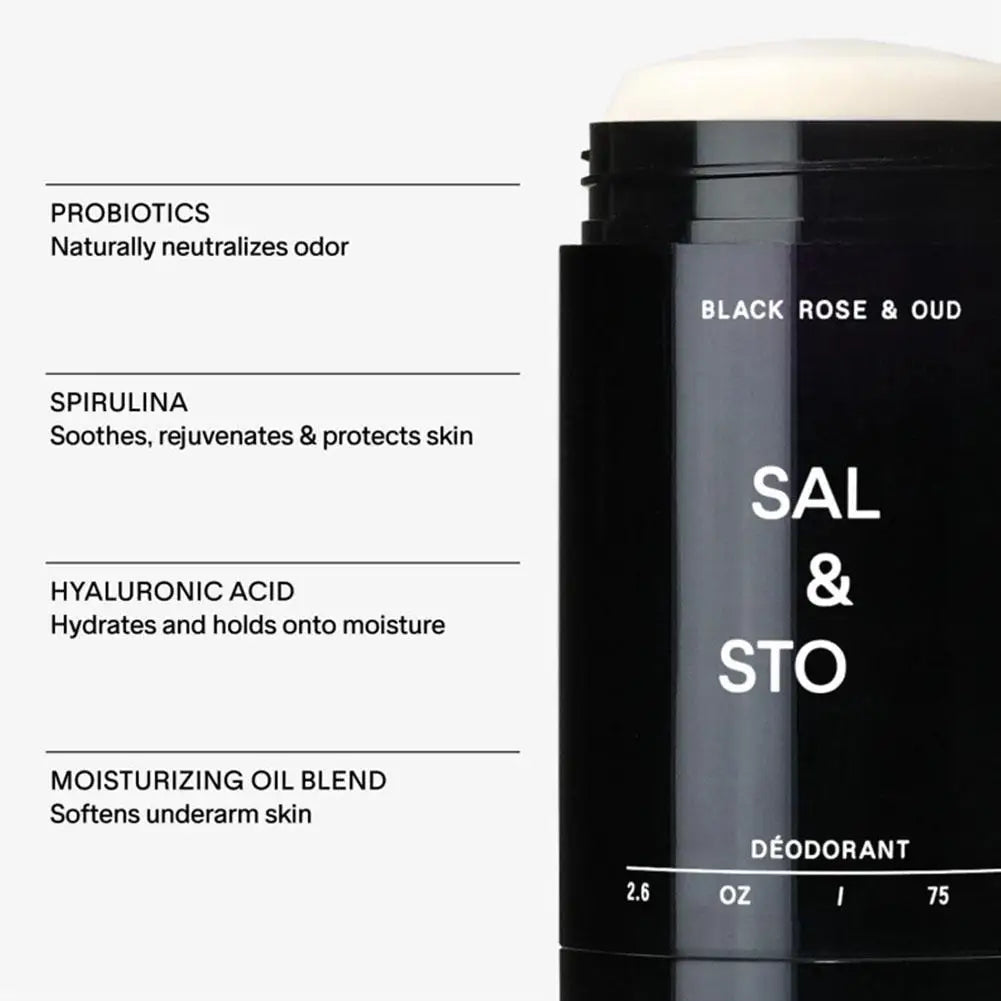 SALT& STONE Brand Deodorant Black Rose Oud Neroli Basil Eliminate Body Odors Fragrance Blam Stick Unisex Natural Plant Deodorant Peaceful Pleasures Health and Wellness