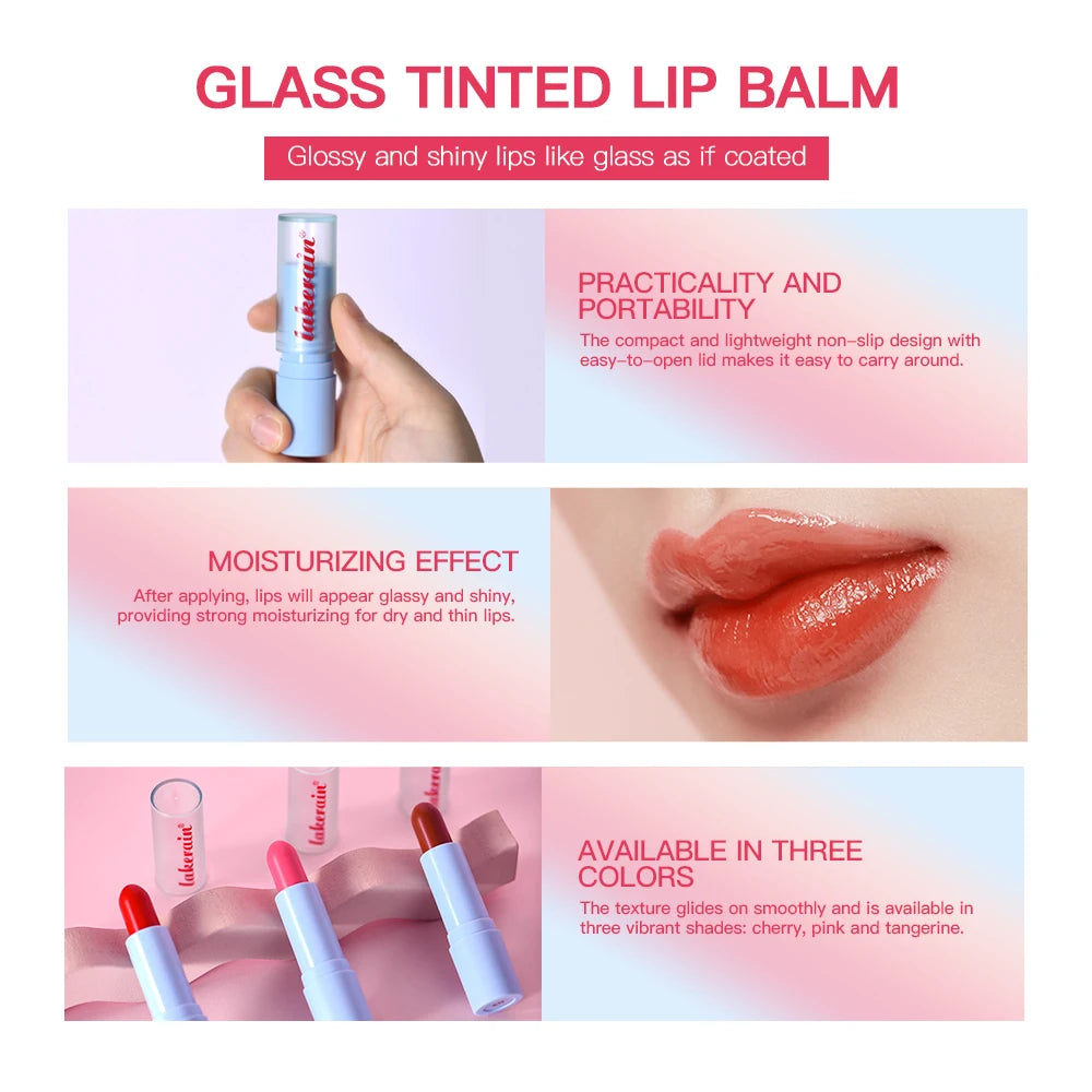 Glass Tinted Lip Balm Light Cherry Red Orange Glow Moisturizing Vegetarian Lip Balm With Bright Clear Color Korea Lip Cosmetics Peaceful Pleasures Health and Wellness