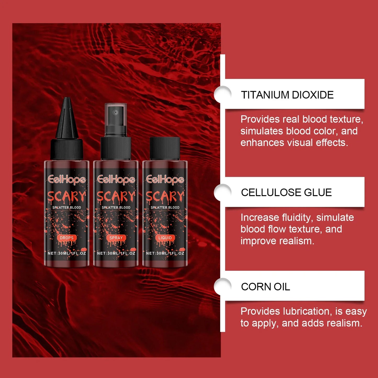 Halloween Fake Blood Kit – Washable Vampire Zombie Cosplay Makeup