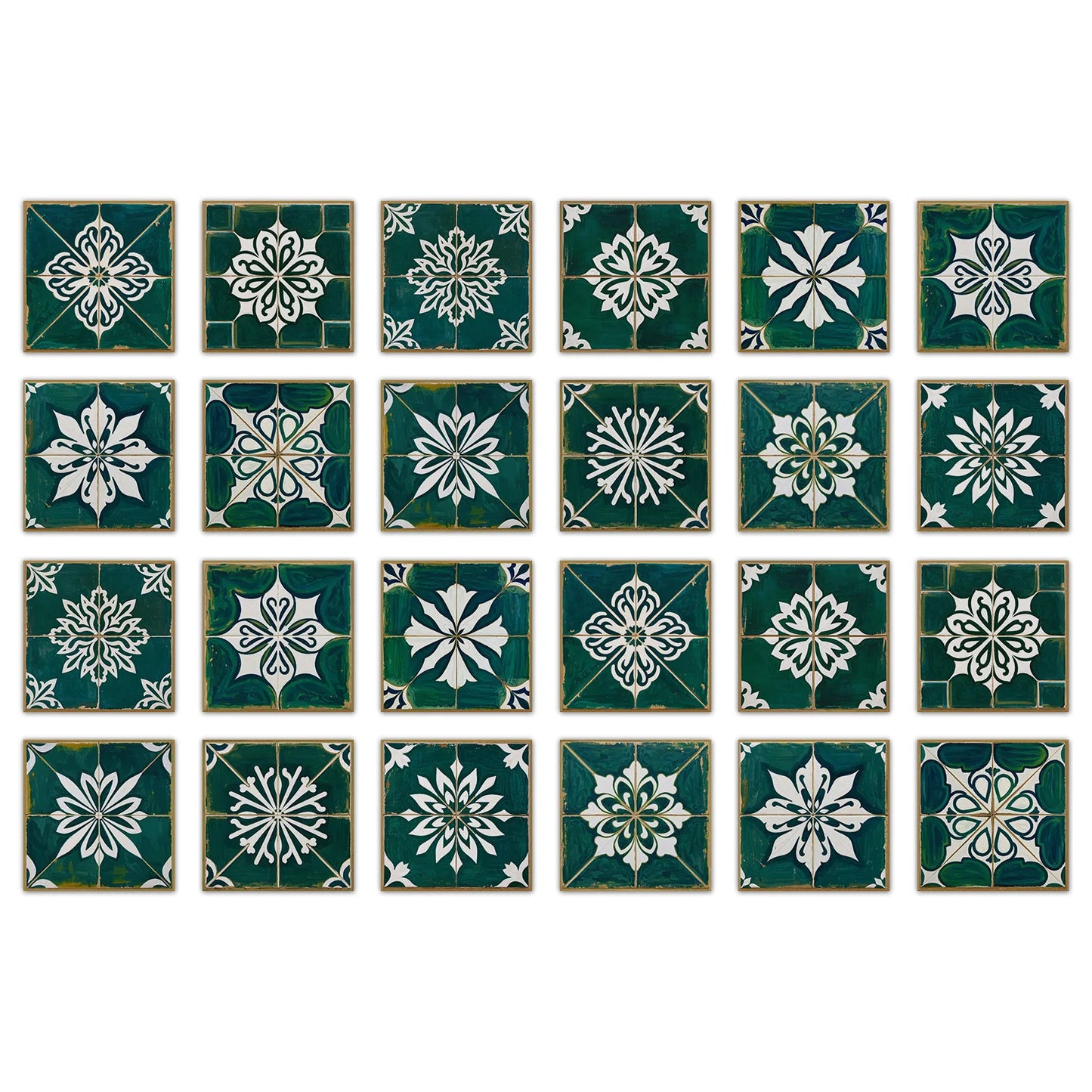 24 pieces European style flower tiles wall stickers Self-adhesive kitchen bathroom decorative ceramic tiles stickers glossy crys Peaceful Pleasures Health and Wellness NHZ45 20X20cm 24PCS