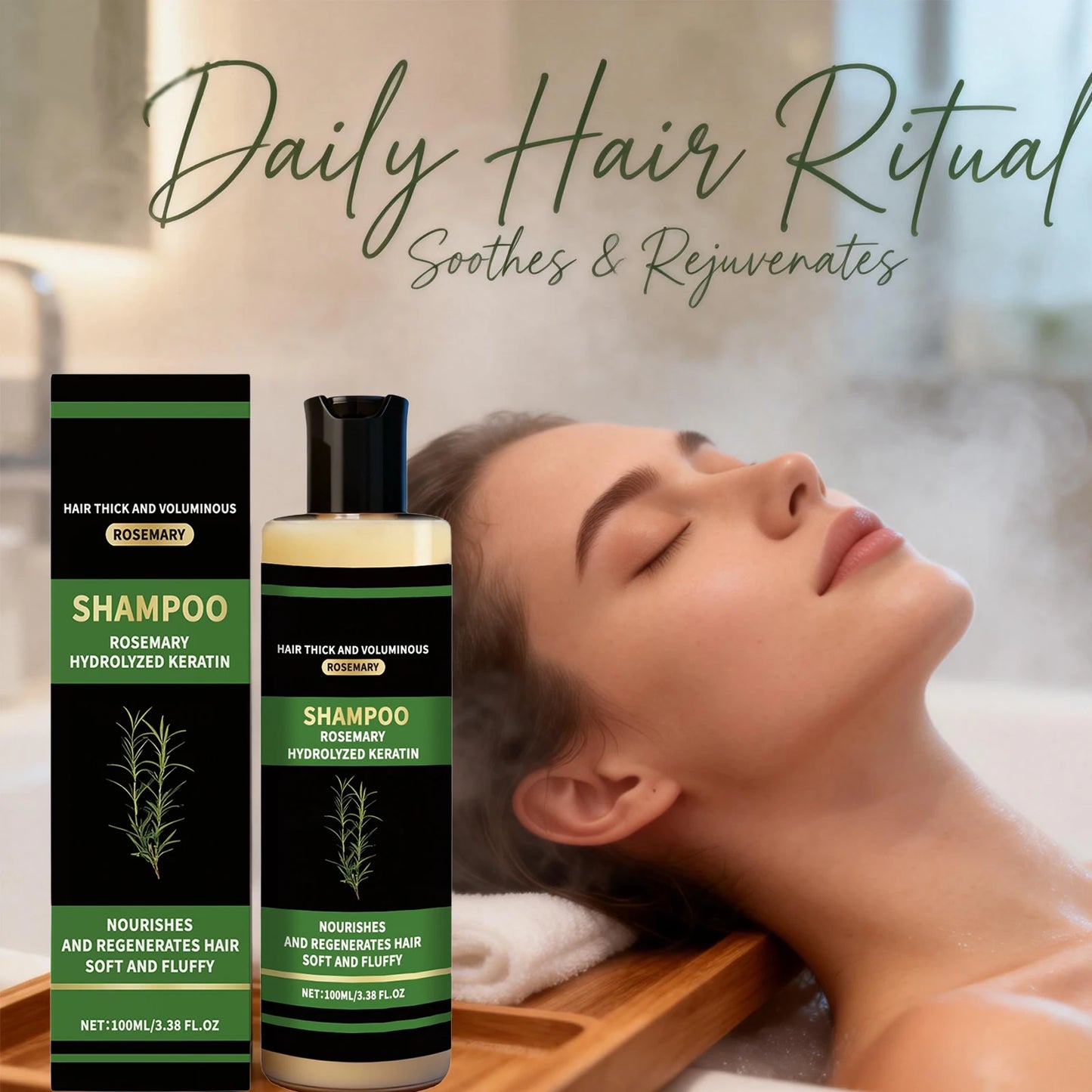 Rosemary Shampoo Hydrolyzed Keratin Shampoo Hair Thick Voluminous Oil Control Reduce Hair Breakage Damaged Repair Hair Care Peaceful Pleasures Health and Wellness