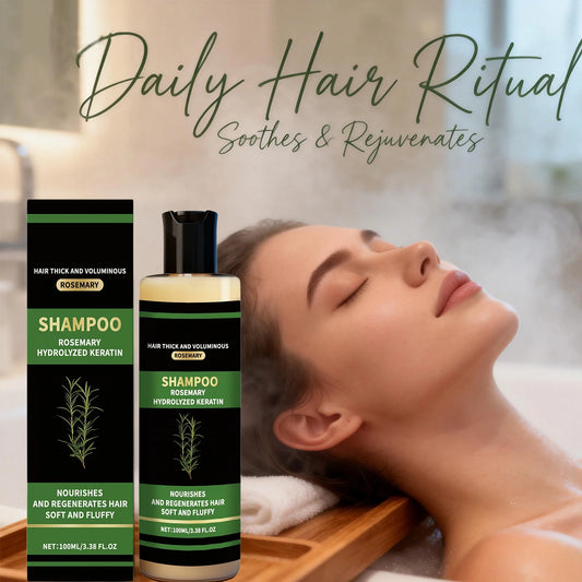 Rosemary Shampoo Hydrolyzed Keratin Shampoo Hair Thick Voluminous Oil Control Reduce Hair Breakage Damaged Repair Hair Care Peaceful Pleasures Health and Wellness