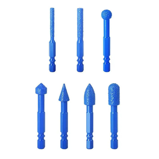 A36T-Diamond Coated Grinding Bits Set For Multi Material Finishing Rust Removal Polishing Hole Repair Mold Processing 7PCS Peaceful Pleasures Health and Wellness Blue