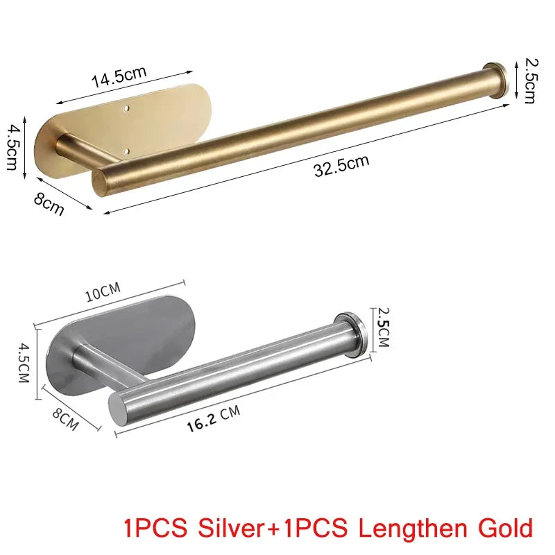 Adhesive Toilet Roll Holder | 304 Stainless Steel, No Drill