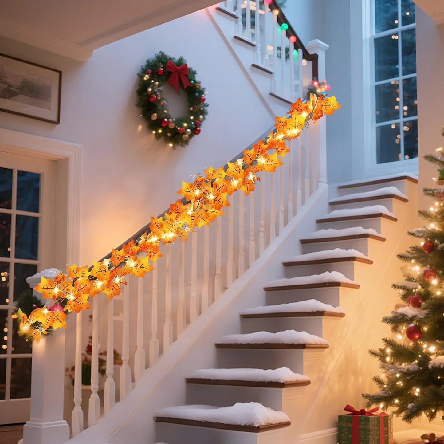 Garland For Christmas Bendable Hangable Christmas Artificial Vine Garland Decoration For Window Fence Porch Arch Mantel Peaceful Pleasures Health and Wellness