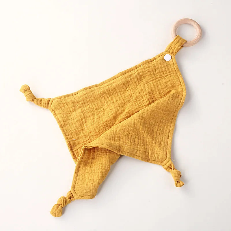 Wooden Ring Baby Drool Bib & Burp Cloth – Soft Cotton Washcloth