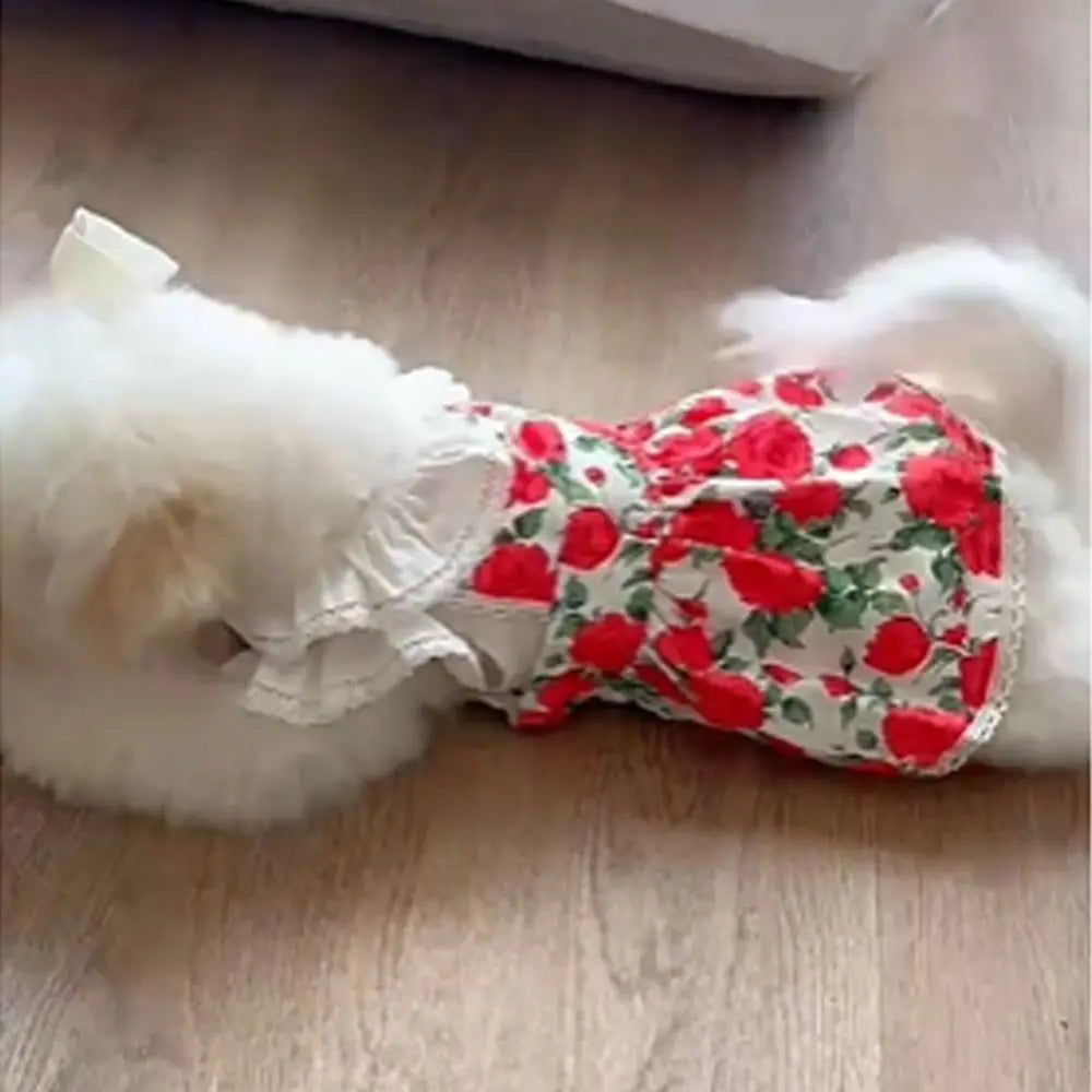 Cute Rose Flower Dog Dress – Breathable Summer Pet Vest