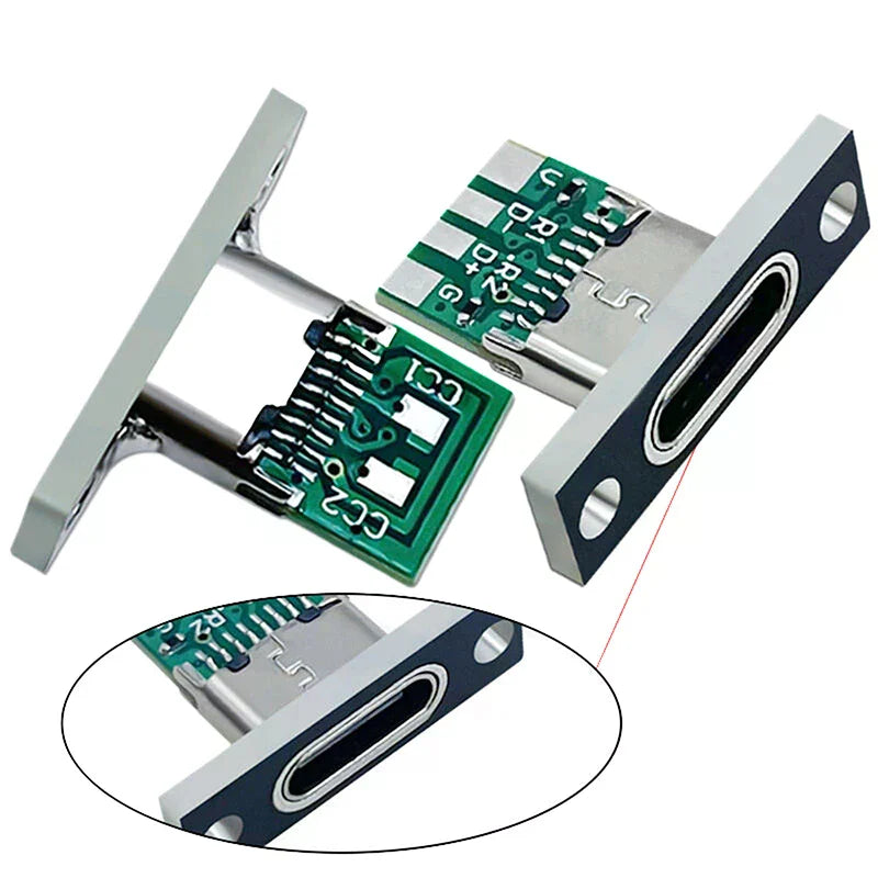 5-Pack USB 3.1 Type-C Female Socket Connector with Fastening Plate