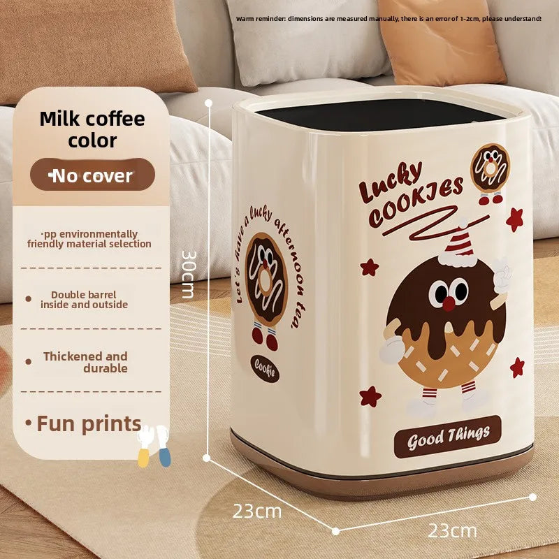 Adorable Waste Bin with Fun Pattern - Double Bucket Design, Anti-Stain & Oil-Resistant, Home Accessory Peaceful Pleasures Health and Wellness Coffee