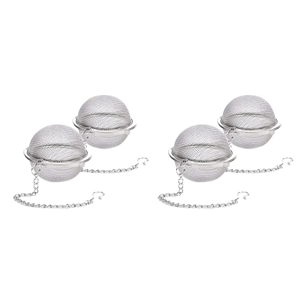 2/4PC Stainless Steel Tea Ball Mesh Infuser Strainers Tea Filter Interval Diffuser Tea Ball Loose Leaf Tea Strainer Kitchen Tool Peaceful Pleasures Health and Wellness 4PCS