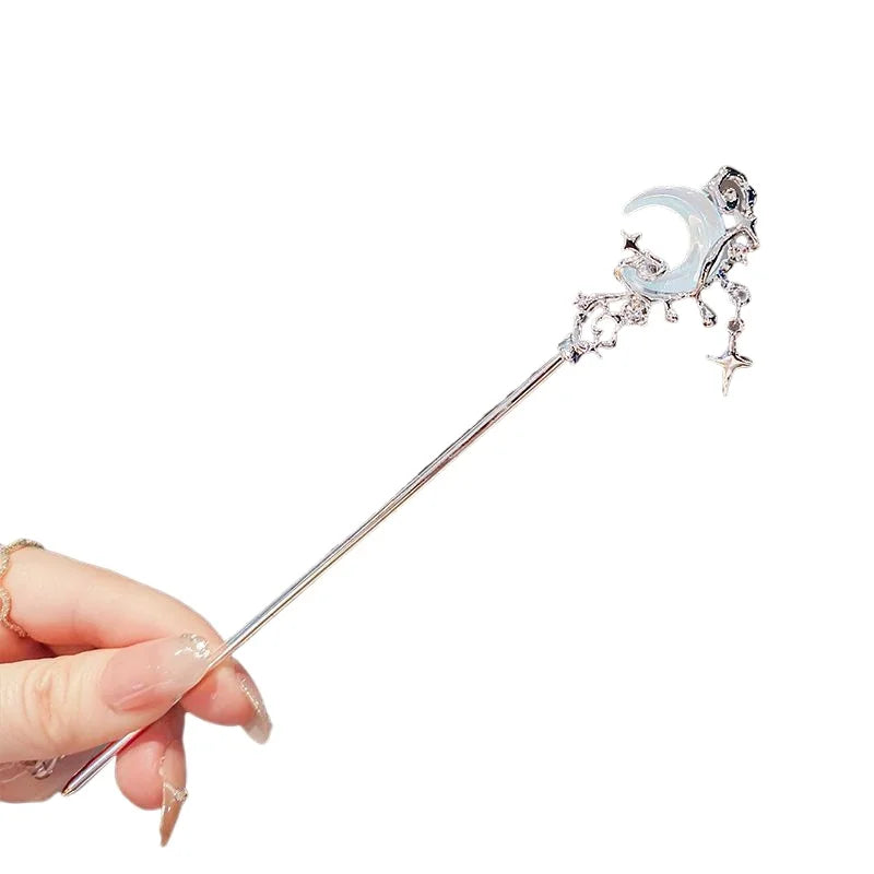 Moonlight Stone Hairpin New Chinese Modern Simple Hairpin Headpiece Peaceful Pleasures Health and Wellness