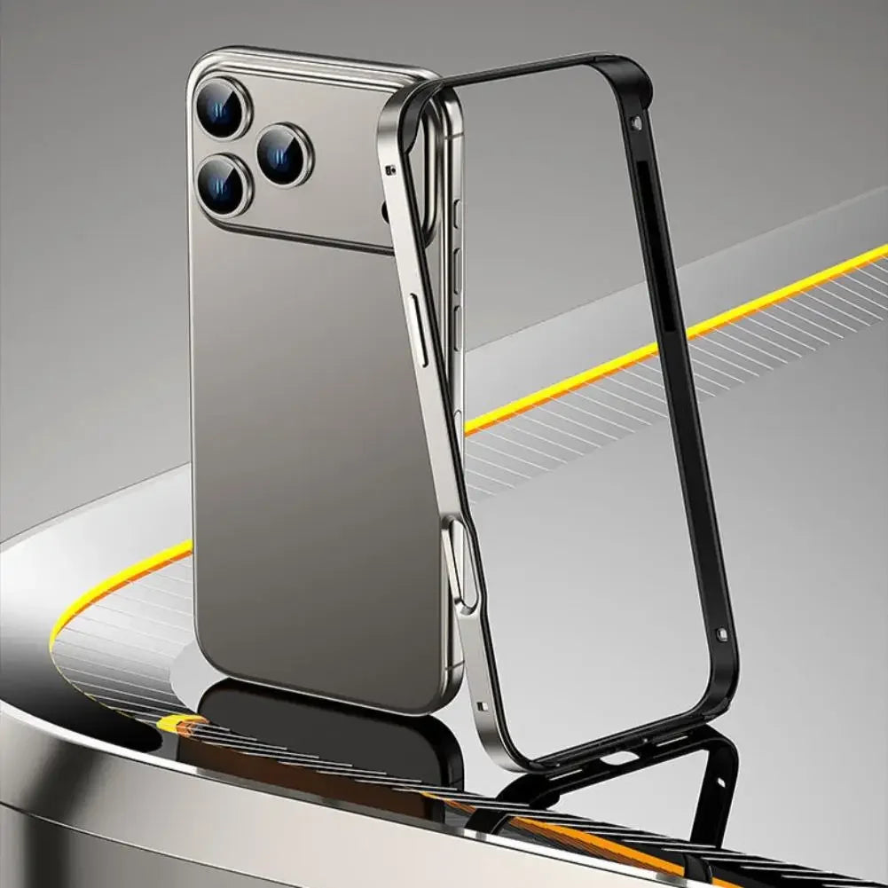 Luxury Alloy Metal Bumper Phone Case For iPhone 17 Air 17 Pro Max 17 Pro Silicone Lining Corner Pads Anti Collision Frame Peaceful Pleasures Health and Wellness