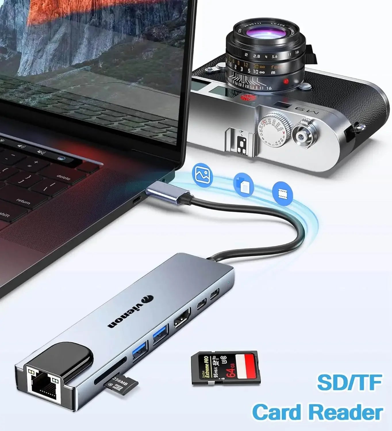 8-in-1 USB C Hub with HDMI 4K, Ethernet, PD Charging, SD/TF Reader for MacBook, iPad Pro, Laptops Peaceful Pleasures Health and Wellness