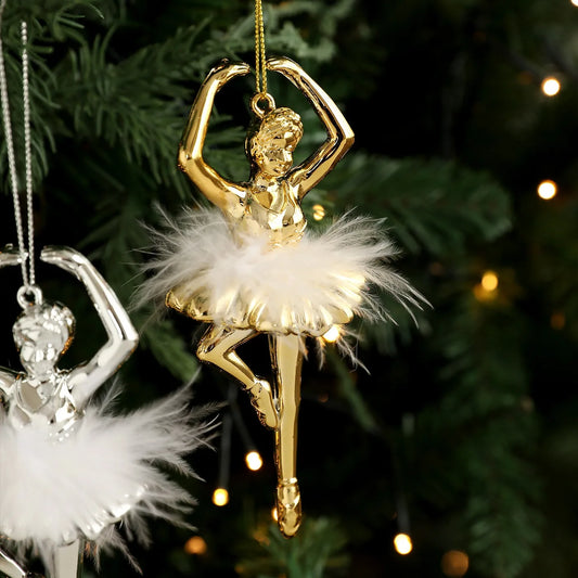 Ballet Girl Feather Christmas Ornament | Elegant Tree Pendant Christmas Tree Ornament Oasis Select