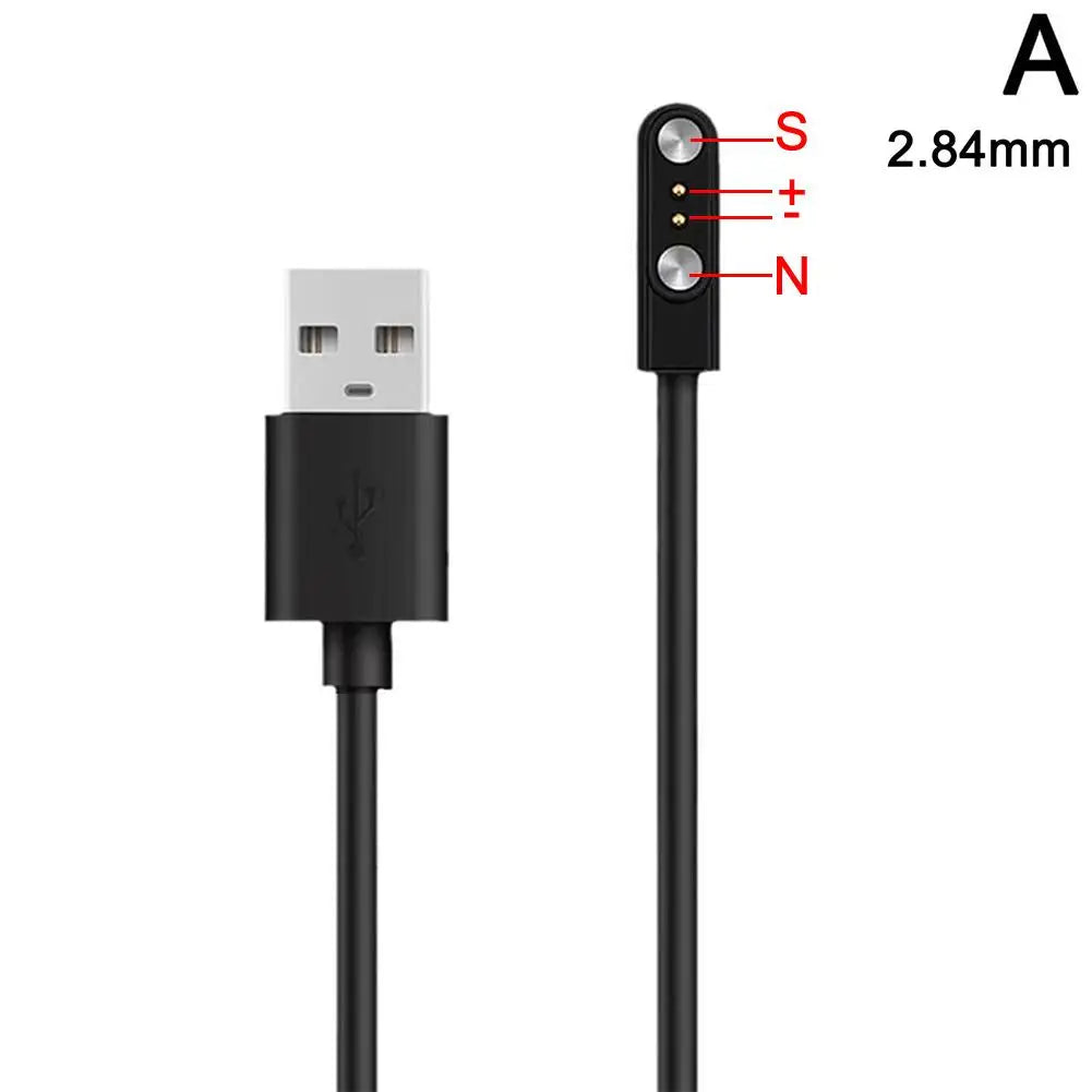 Universal Smartwatch Magnetic Charging Cable – 2-Pin USB Dock (2.84mm / 4mm / 7.62mm) Peaceful Pleasures Health and Wellness 2.84mm