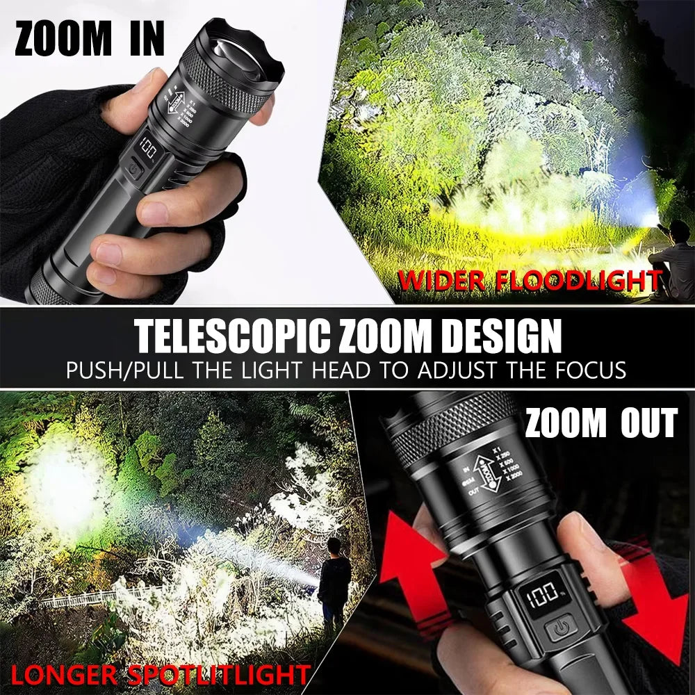 KDULIT USB Rechargeable LED Flashlight | Zoomable Camping Torch