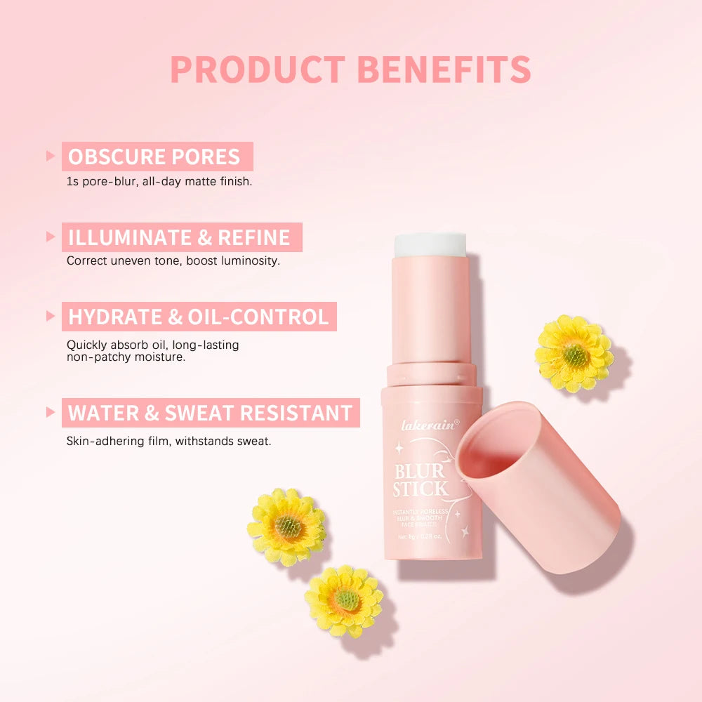 Blur Stick Instant Pore Eraser Primer Makeup Long-Lasting Oil Control Moisturizing Matte Finish Blur Pores Makeup Peaceful Pleasures Health and Wellness