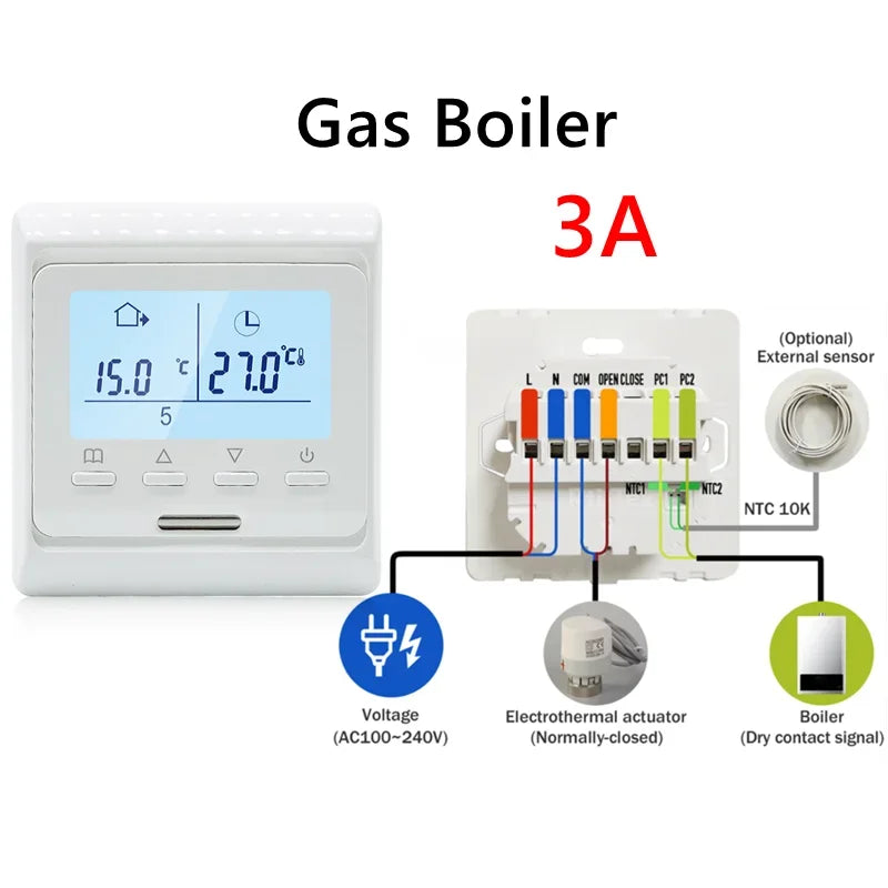 2024 New WiFi Programmable Thermostat Hot Floor 220V 16A Electric Home Floor Heating Temperature Controller APP Remote Control Peaceful Pleasures Health and Wellness Gas Boiler-No WiFi AC100-240V