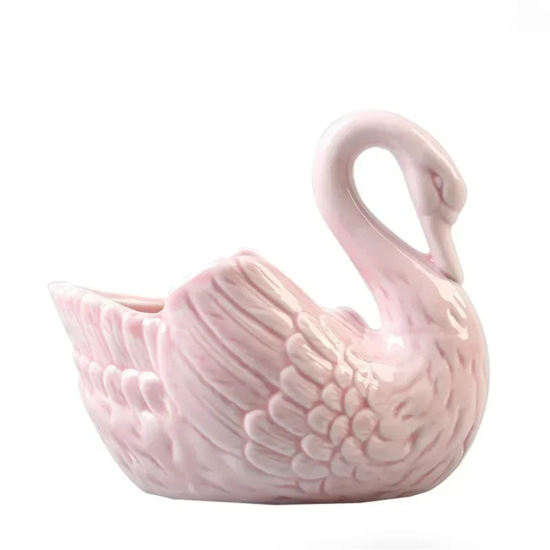 Swan Ceramic Ornaments Decoration Desktop Storage Box Tealight Candles Holder Flower Pot Home Decor Furnishings Peaceful Pleasures Health and Wellness