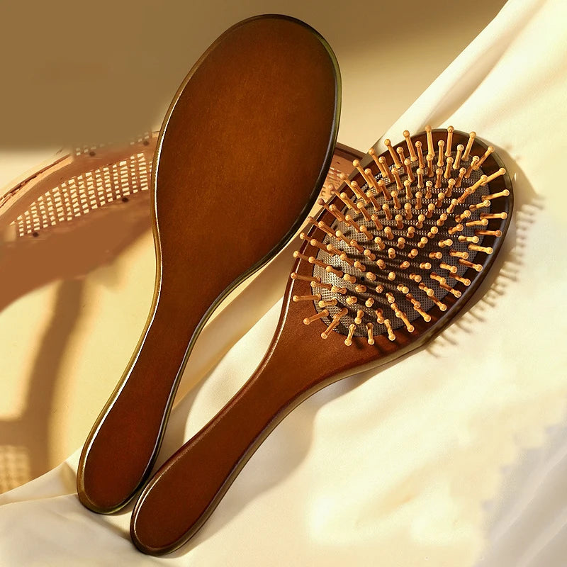 1Pcs Natural Sandalwood Massage Brush Soft Cushion Round Smooth Hair Comb Teeth For Scalp Health Peaceful Pleasures Health and Wellness