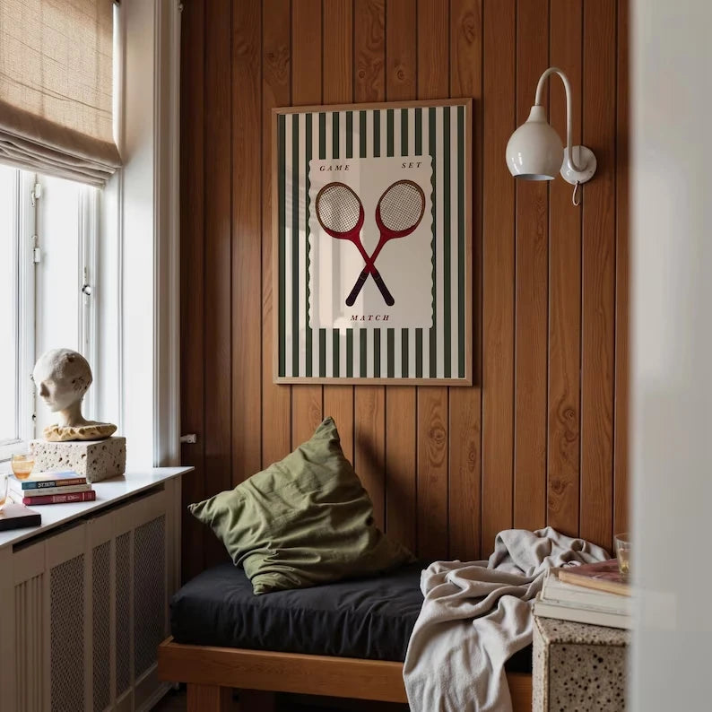 Retro Retro Tennis Racket Wall Art Print Canvas Painting Poster Picture For Living Room,Bedroom Home Decor Peaceful Pleasures Health and Wellness