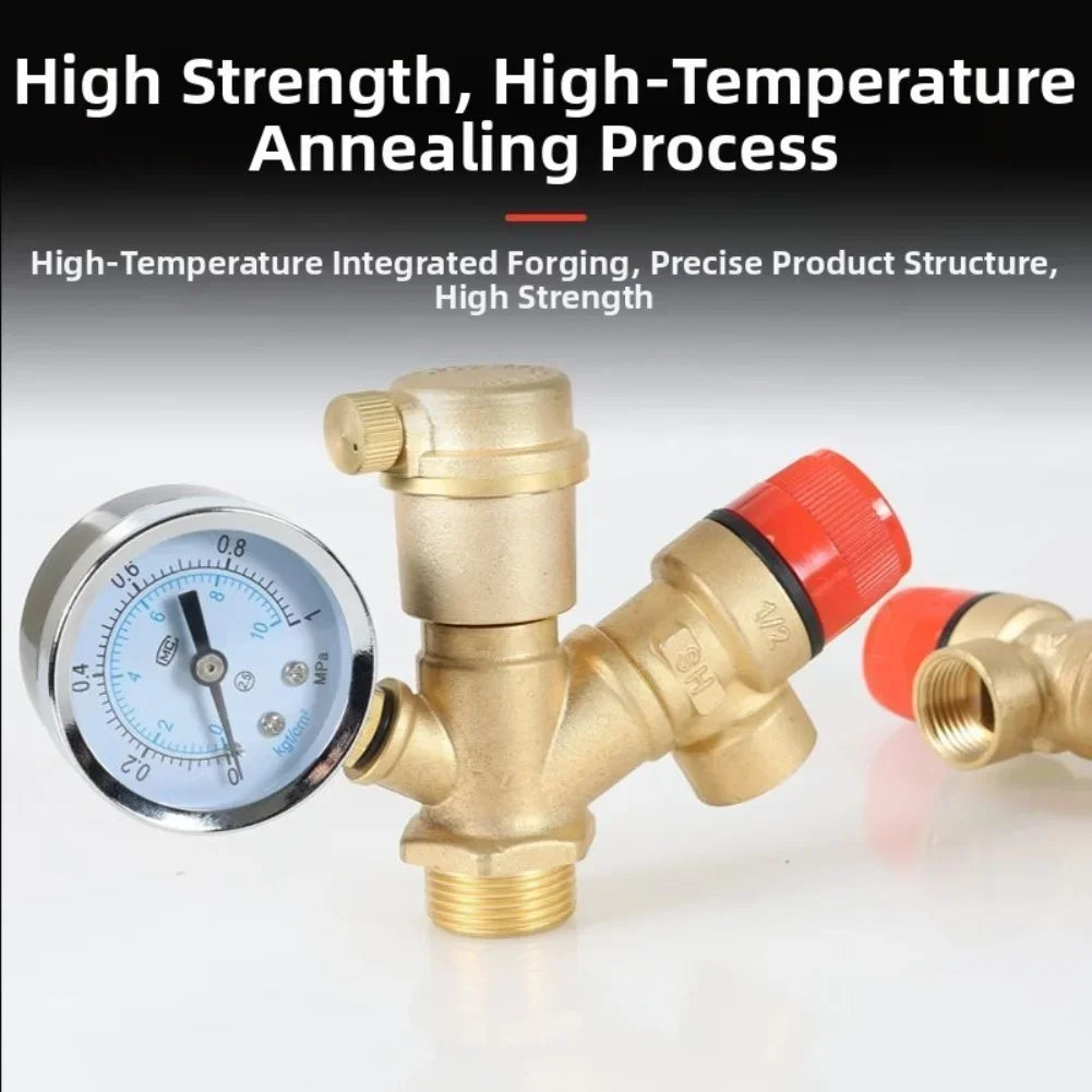 DN25 Boiler Safety Group – Brass Valve & Pressure Gauge 20–32mm