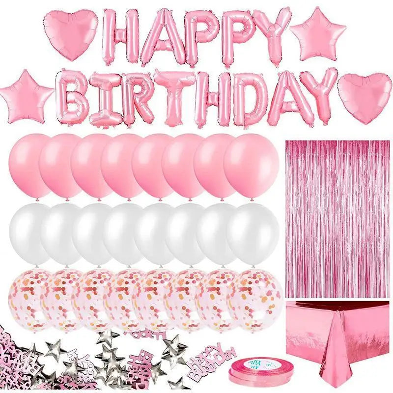 Rose Gold Glitter Birthday Decoration Balloon Rain Silk Tablecloth