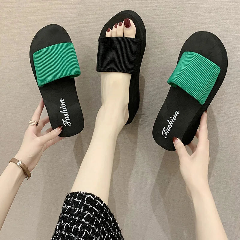 Women's Wedge Platform Flip Flop Sandals | Non-Slip Beach Slides