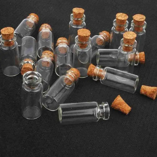 10-Pack Mini Cork Glass Bottles Vials 24x12mm – Craft & Jewelry Mini Glass Vials Peaceful Pleasures Health and Wellness