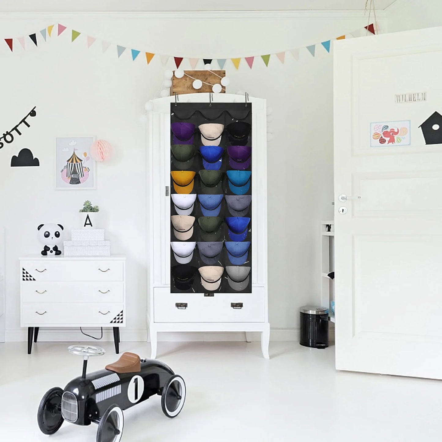24-Pocket Baseball Cap Organizer – Over-Door Hat Rack Storage