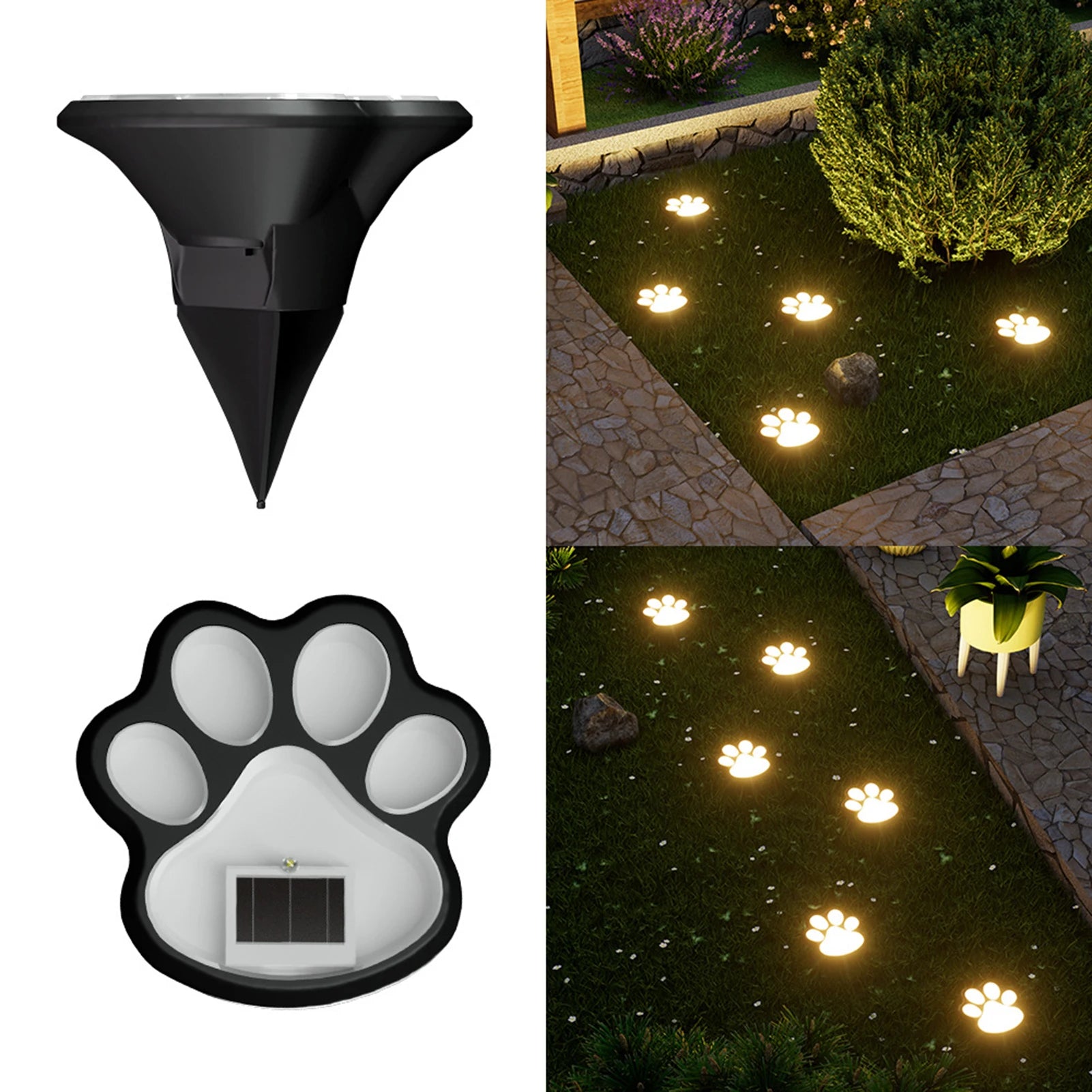 Solar Paw Print Garden Lights,Outdoor Waterproof & Sturdy Decorative Pathway Lights,For Front Porch/Lawn Edge/Backyard Decor Peaceful Pleasures Health and Wellness