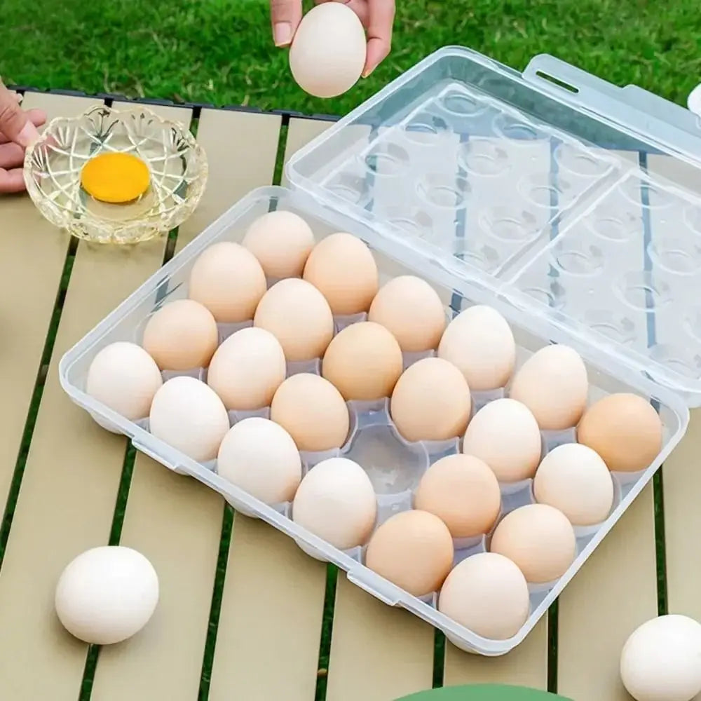 Stackable Egg Holder with Lid | Transparent Plastic Egg Organizer