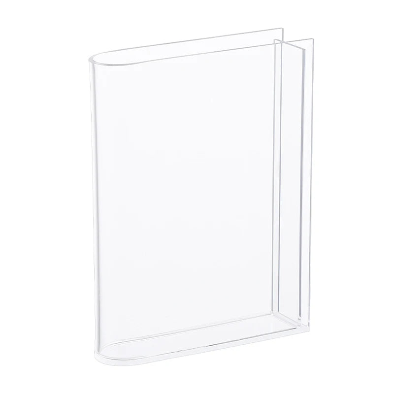 Clear Acrylic Book Vase for Flowers – Transparent Tabletop & Bookshelf Flower Vase, Modern Home Decor