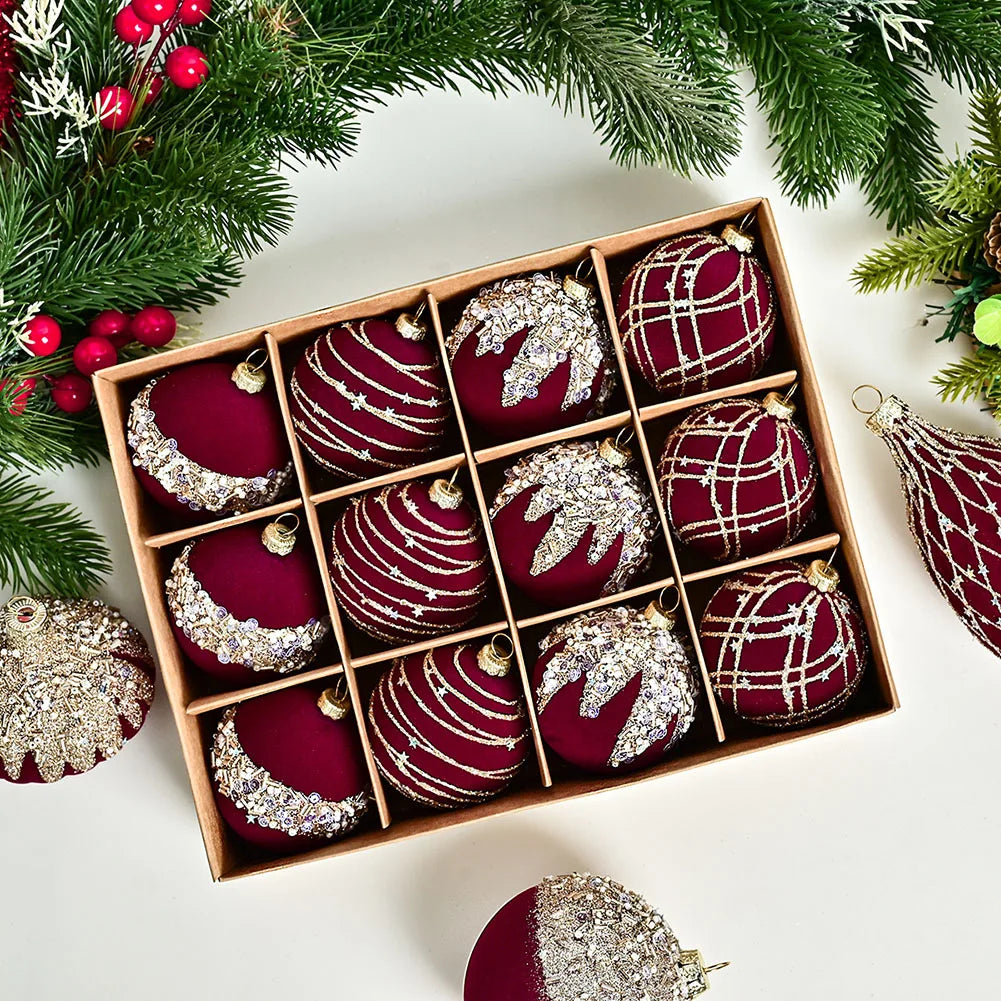 Christmas Ball Ornaments Set of 12 – Tree & Wreath Decor