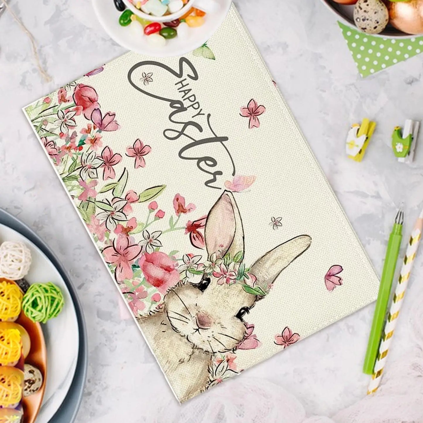 Easter Bunny Placemat | Spring Rabbit & Egg Print Table Mat
