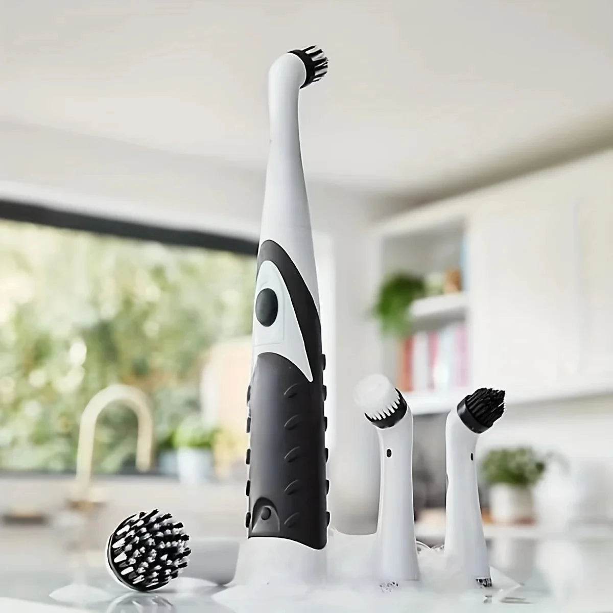 leaning brush Cleaning Tool With 4 Brushes Multifunctional Electric Cleaning Brush Cleaning Supplies Peaceful Pleasures Health and Wellness