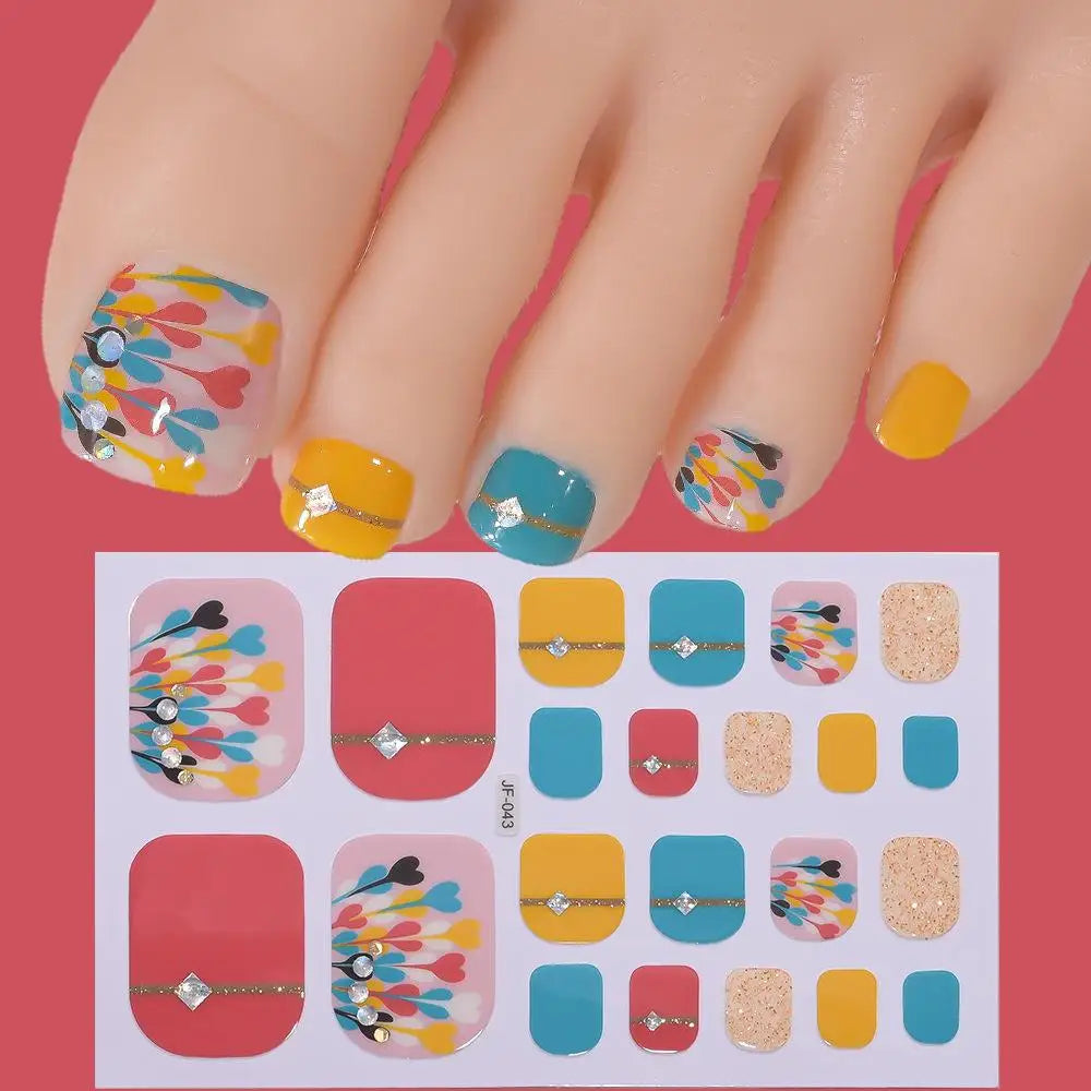 22tips/Sheet Glitter Toenail Stickers Glittering Full Wraps for Summer Pool and Beach for Nail Art and Decorative Nail Decals Peaceful Pleasures Health and Wellness M