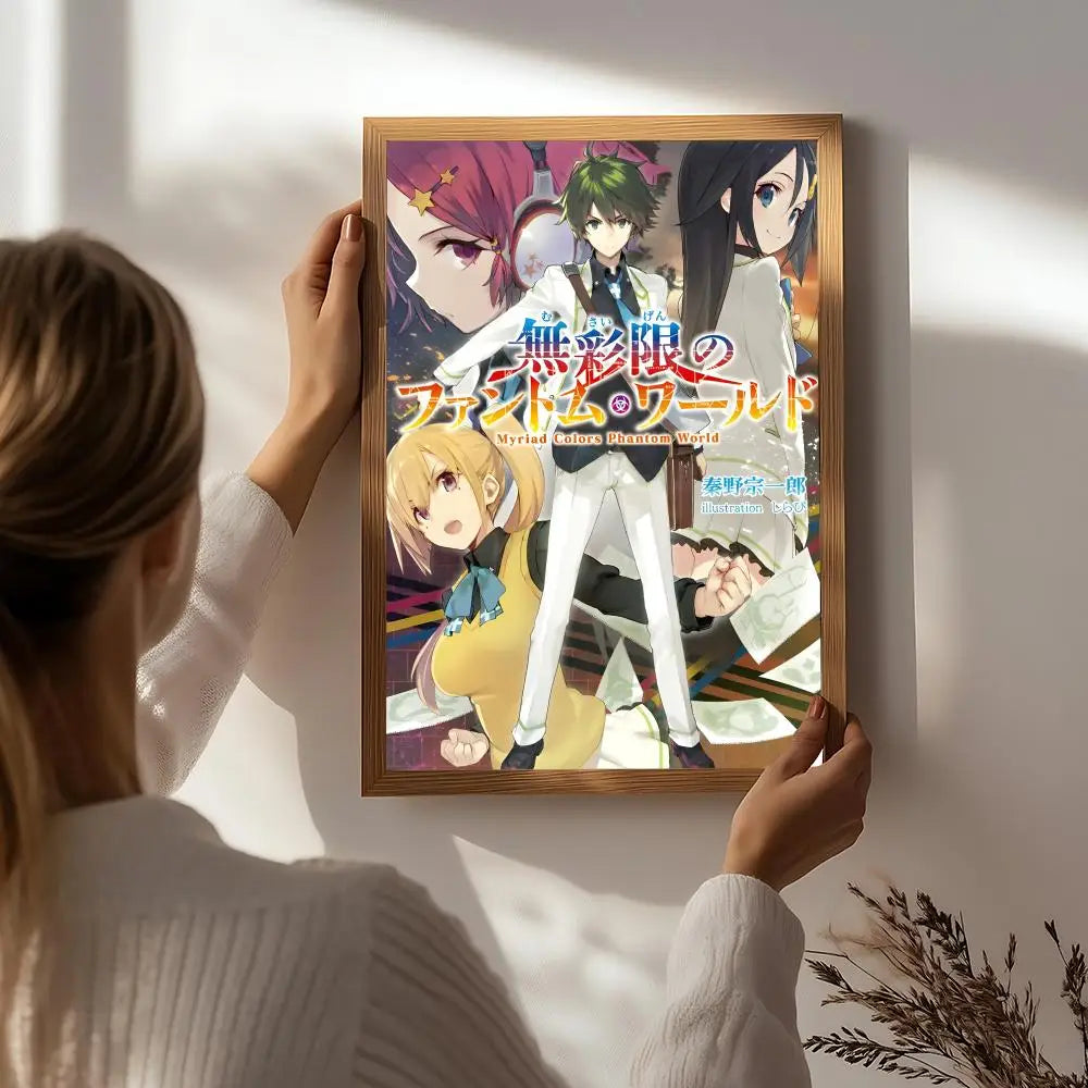 Anime M-Myriad Colors Phantom World Poster HD Self Adhesive Waterproof Wall Art Ideal for Home Office Dorm Bedroom Great Gift Peaceful Pleasures Health and Wellness White1 30X40cmNoframe