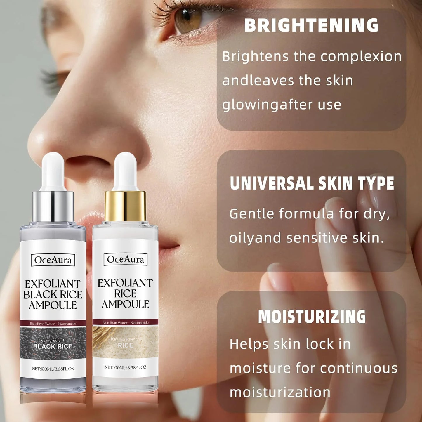 OceAura Rice Exfoliating Ampoule Set | Pore & Glow Serum